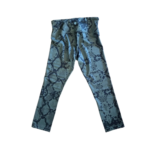 Lululemon Wunder Under Cropped Leggings Ziggy Snake Green Gator Size 4 - Picture 2 of 6